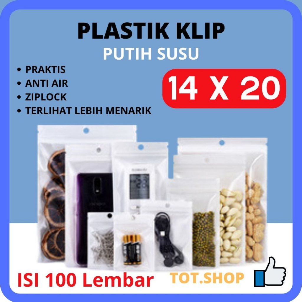 

[100-LBR] 14 x 20 Plastik Ziplock KLIP PUTIH SUSU Souvenir, Aksesories HP Kartu Sample Card Grade A Plastik Klip Pearl Food Grade Plastik