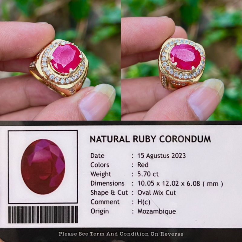 CINCIN BATU NATURAL RUBY CORONDUM+MEMO