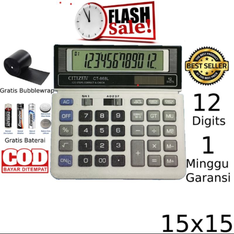 

Kalkulator CITIZEN SDC 868 L calculator CT-868L kasir alat hitung menghitung