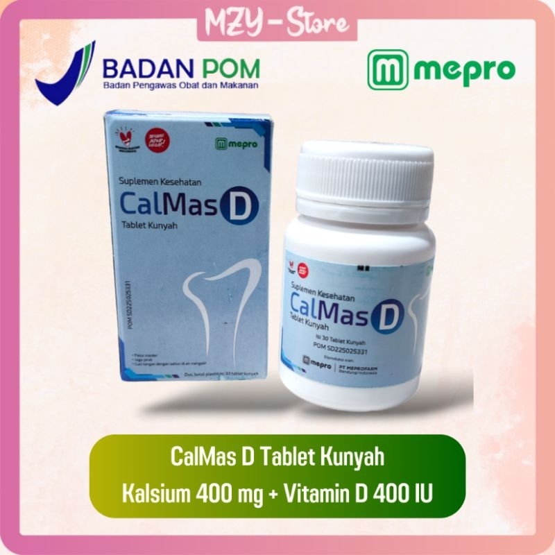 Calmas D Tablet Hisap Isi 30 Kalsium + Vitamin D Suplemen Kesehatan Tulang dan Gigi Anak serta Dewasa