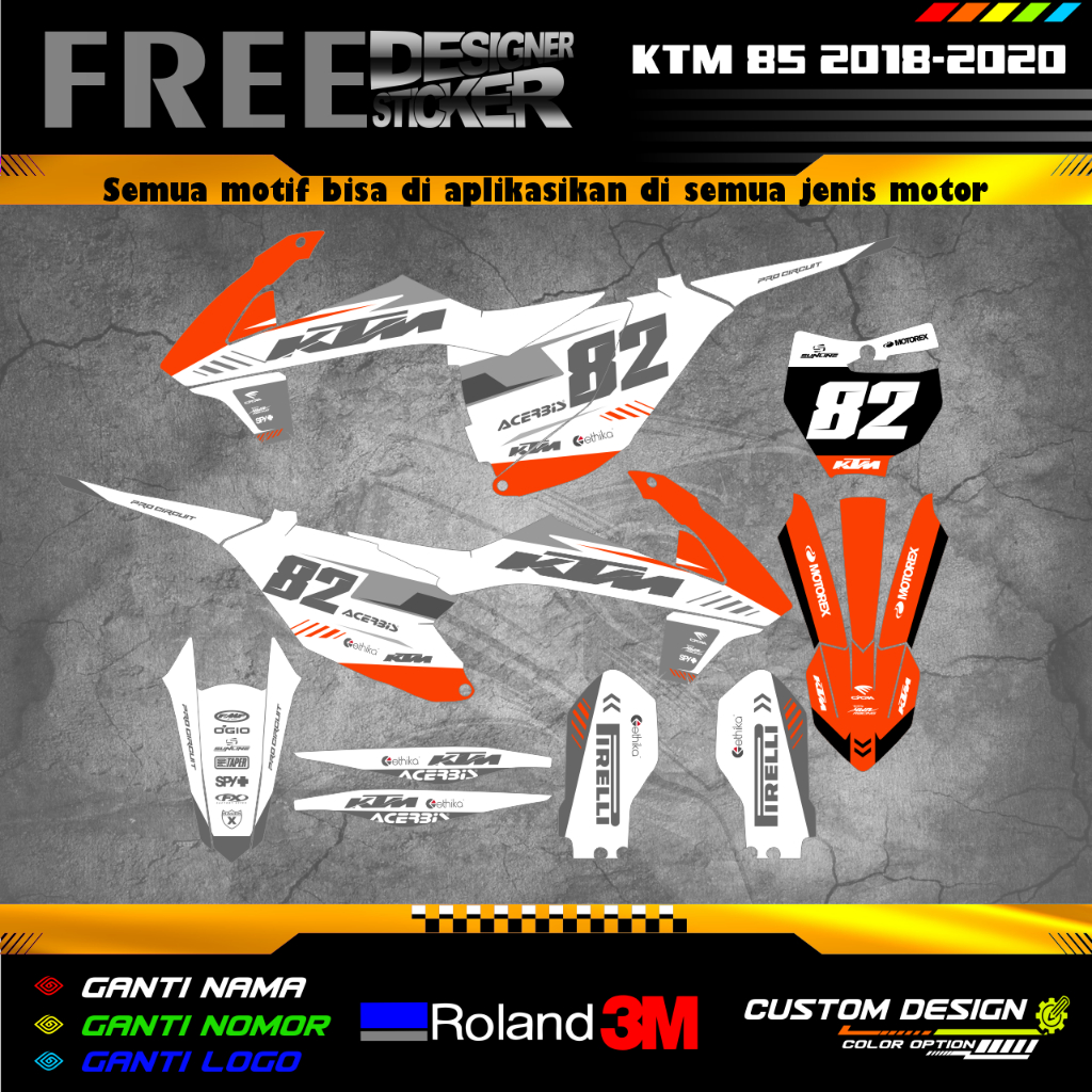 DECAL STIKER MOTOR KTM 85 TAHUN 2018-2020 FULL BODY WS008