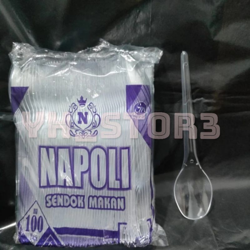 Sendok Panjang Makan Bening Napoli / Sendok Plastik Bening Murah