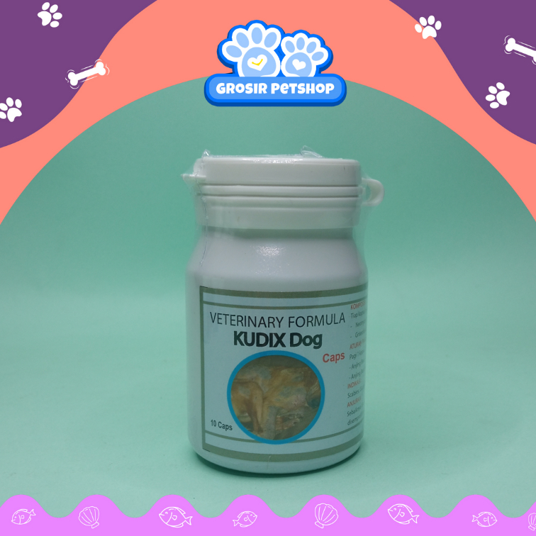 KUDIX DOG 10 CAPSUL - OBAT KUDIX PADA ANJING - PIL MINUM ANTI GATAL SCABIES GUDIG EKSIM KORENG PADA 