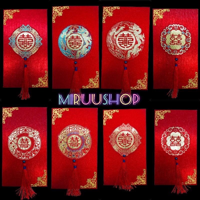 

Angpao angpau glitter premium high quality dengan tassel rumbai 1 ikat 2 ikat ready stock shuangxi pernikahan wedding sangjit