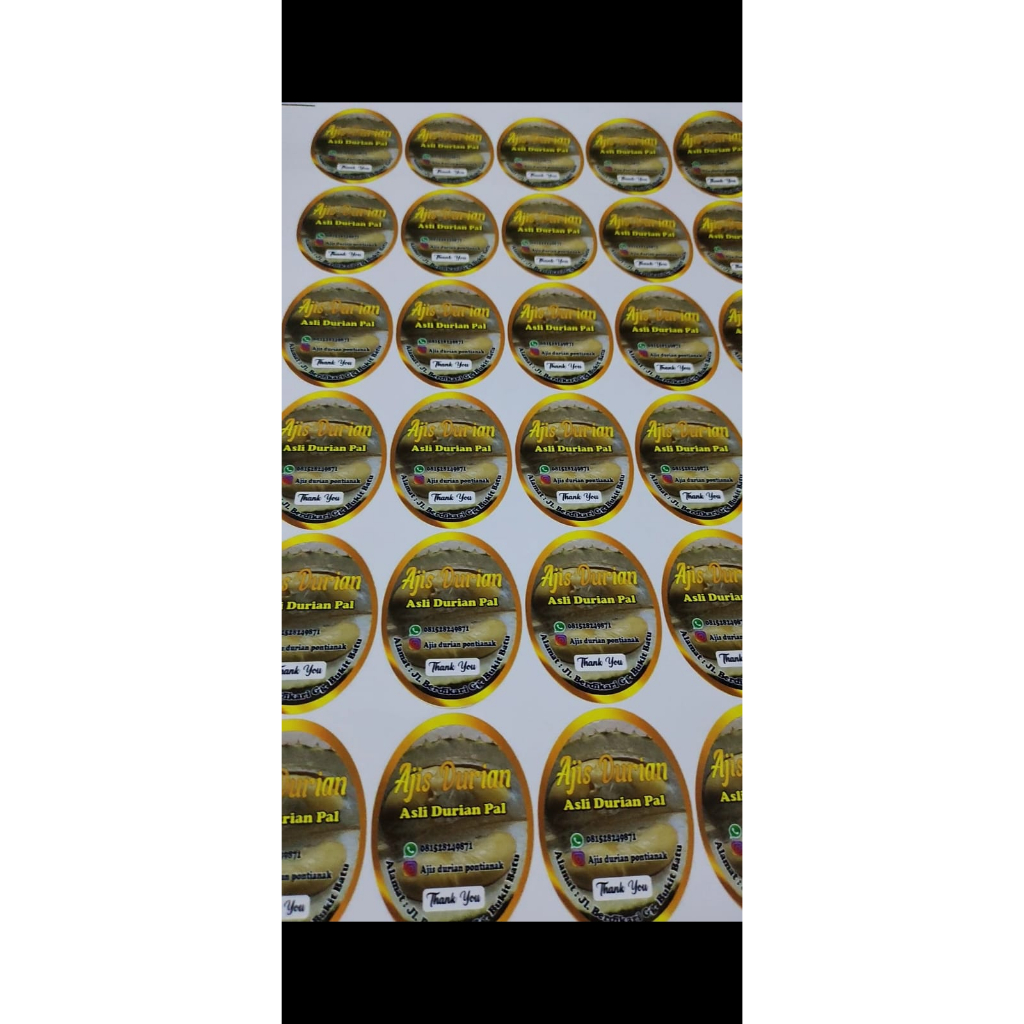 

CETAK STIKER CROMO / LABEL BULAT LABEL NAMA LABEL MAKANAN TOPLES KEMASAN BOTOL MINUMAN CUSTOM KROMO