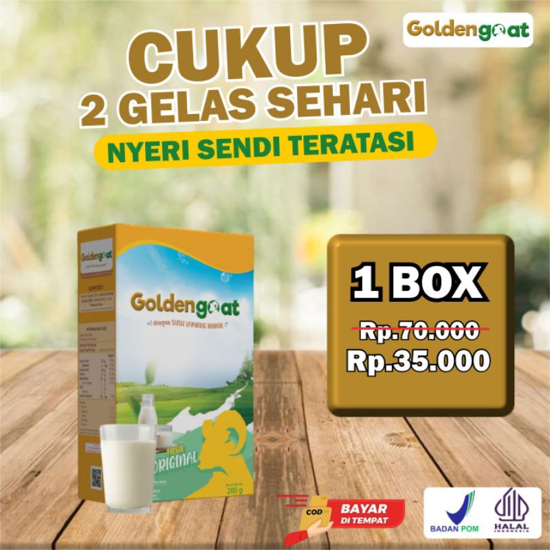 

1 BOX GOLDENGOAT SUSU KAMBING ETAWA BUBUK ORIGINAL BERKUALITAS ATASI NYERI TULANG SENDI LUTUT PINGGANG ASAM URAT SESAK NAFAS ASMA BATUK MENAHUN PARU-PARU