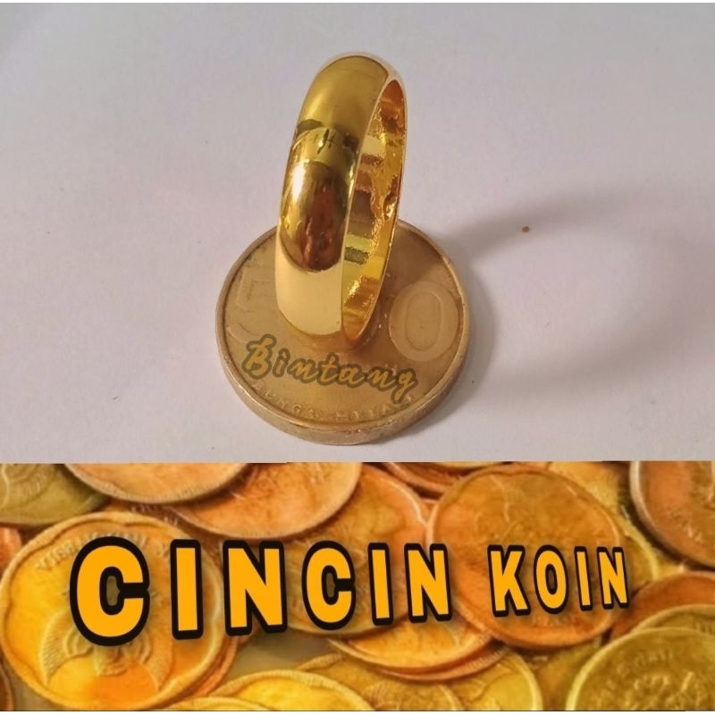 Cincin Viral terbaru Terbuat dari Bahan KOIN LOGAM asli 1991 Lapis Emas Tahan Karat  Tidak Luntur