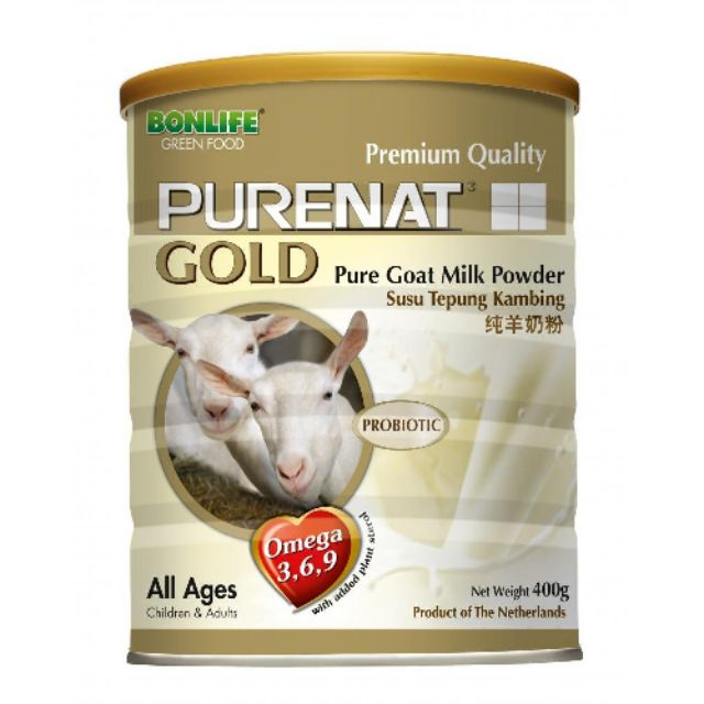 

Purenat Gold Pure Goat Milk Powder 400gr Susu Kambing Purenat