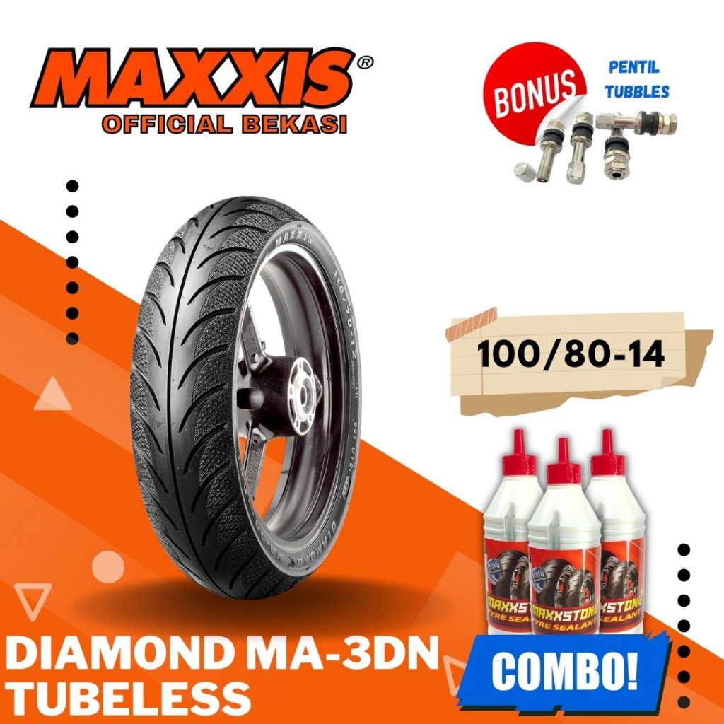 BAN MAXXIS DIAMOND MA-3DN 100/80-14 / 100/80-14 / BAN TUBELESS 100/80-14 BAN MOTOR MATIC / BAN HONDA / BAN YAMAHA