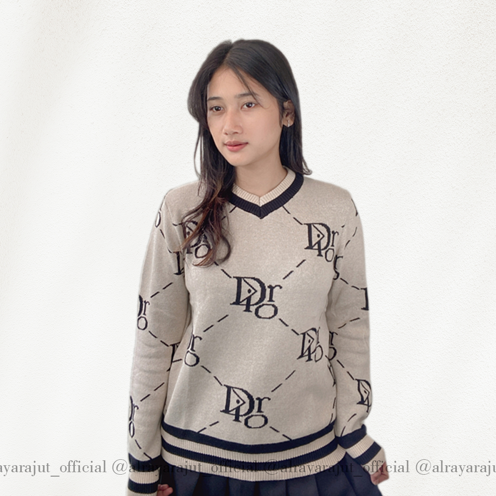 Blouse Rajut Wanita jumbo premium / Dior / Blouse knit wanita import Model Kekinian Atasan Wanita Cu