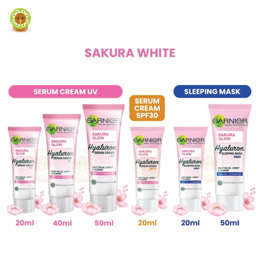 GARNIER SAKURA WHITE WHITENING SERUM CREAM PINKISH GLOW SLEEPING MASK