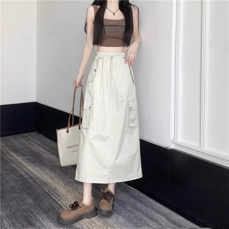 Emily Rok-Kekinian Korean Fashion New Highwaist Rok Midi Cargo