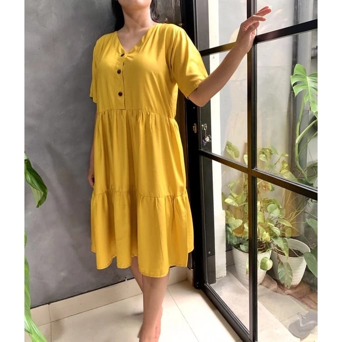 Raline Dress Ruffle Midi Rayon Busui Friendly