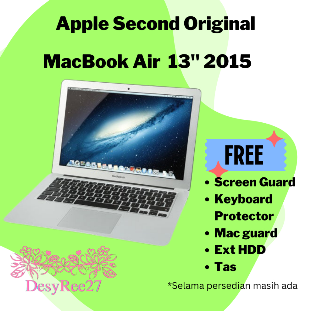 MACBOOK AIR 13-INC 2015 Intel Core i5 Ram 8Gb ssd 128gb-256gb Macbook second Laptop second Murah