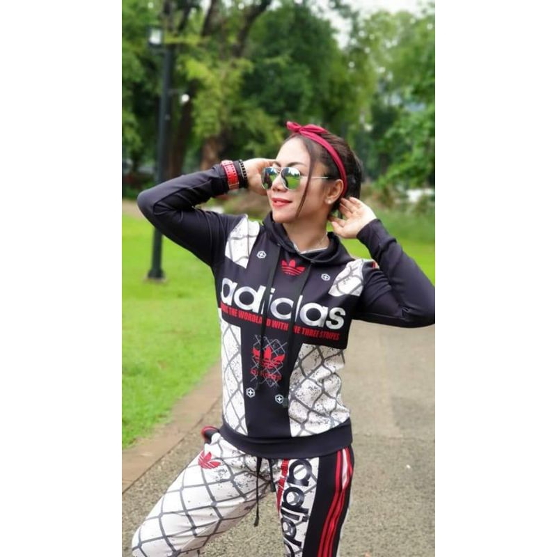 BAJU SENAM MURAH SXB SPORT DMC BIG LOGO ADIDAS SWEATSHIRT HOODIE AND JOGGER