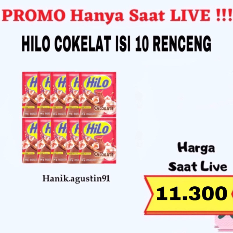 

HILO / Hi Lo Chocolate (isi 10 pcs) / Minuman Serbuk Susu HiLo Coklat