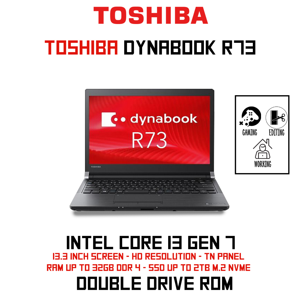 LAPTOP SECOND TOSHIBA DYNABOOK R73 CORE I5 GEN 6 RAM 16GB SSD 2TB