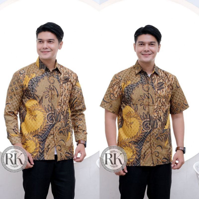 Baju Batik Pria Kemeja Batik Pria Motif Kate Kuning