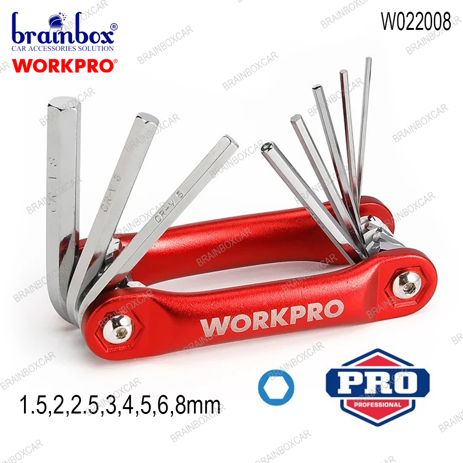 Workpro W022008 8PCS Folding Hex Key Set Kunci L Metric