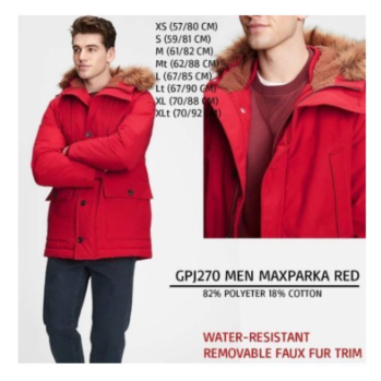 Jual MS08 Jaket Pria Musim Dingin Tebal Hoodie Parka Bulu Winter Coat Salju - Merah Diskon