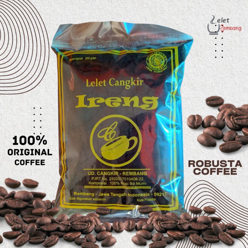 

Kopi Lelet Cangkir Ireng 250 gr/ Lelet Cangkir varian Ireng Hitam Robusta Coffee