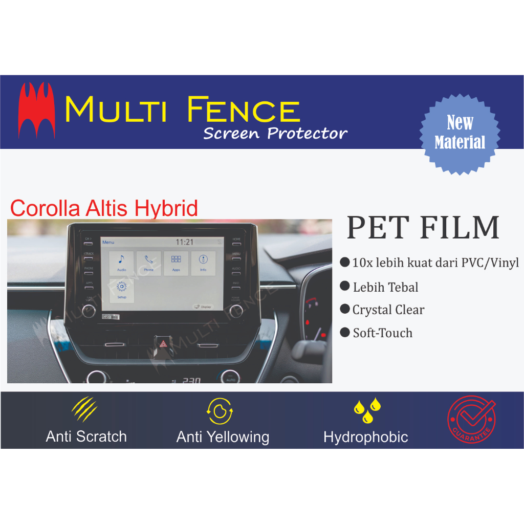 Screen Guard Head Unit Corolla Altis Hybrid