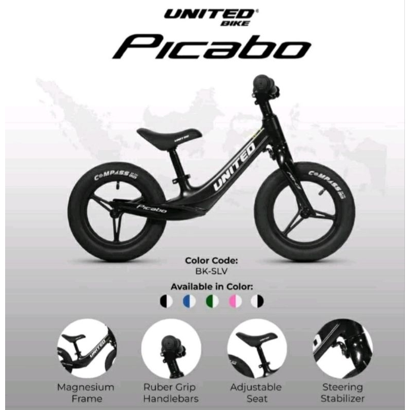 SEPEDA ANAK SECOND UNITED PICABO 01 / PUSH BIKE / BALANCE BIKE / UNITED PICABO 12"