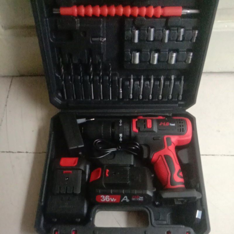 Xaviertaran Cordless Drill Jld 36V Impact Drill 13Mm Set Koper Bor Baterai Jld 36Volt
