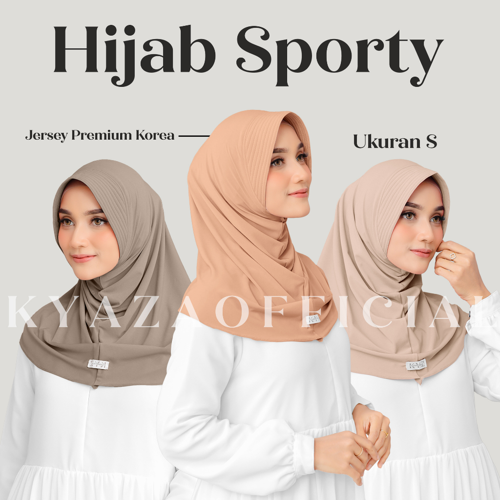 𝐊𝐘𝐀𝐙𝐀 - Hijab Pet Sport, Bergo Sport, Hijab Instan Pet Ukuran S Bahan Jersey Korea KYZ1