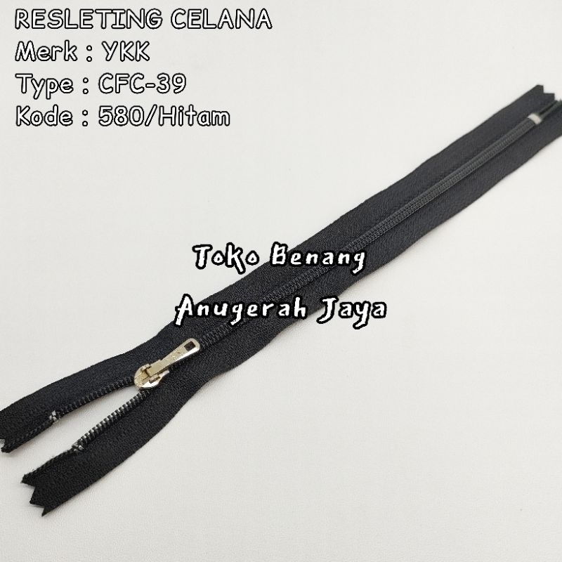 Resleting Celana 8 inch YKK CFC-39 No 580 Hitam