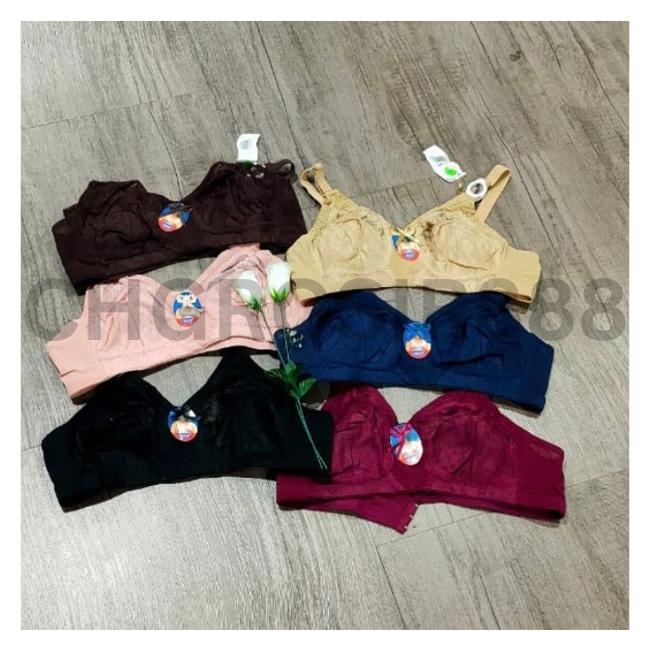 1 dan 3 pcs GUINI BRA BH BRUKAT 408 CUP B BESAR JUMBO WANITA SEMI TRANSPARAN TANPA KAWAT DAN BUSA UK