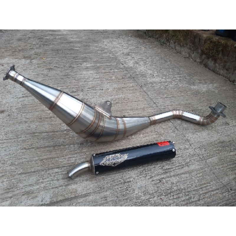 knalpot AMF exhaust Fizr Bm Power kolong stainless coating