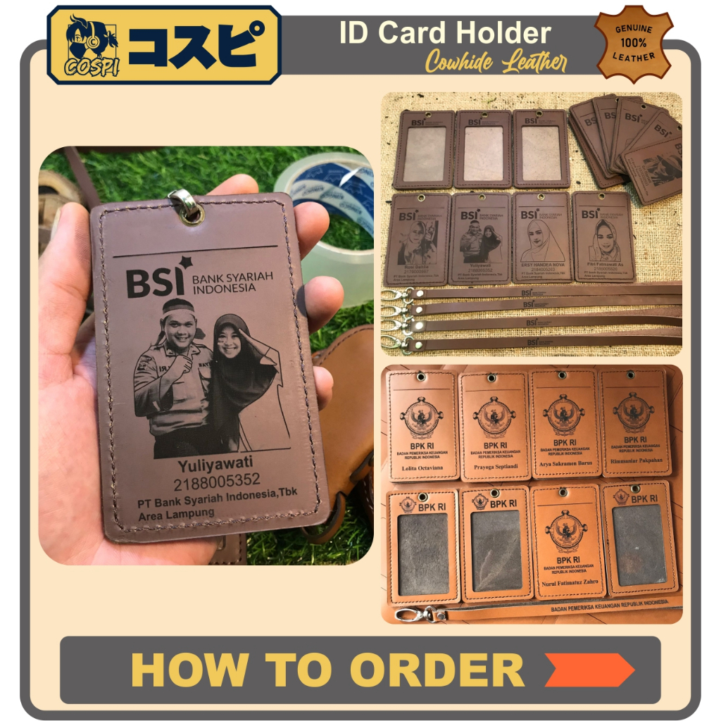 

ID Card Holder - Leather ID Card Holder - ID Card Holder Kulit - Gantungan ID Card Kulit - Custom