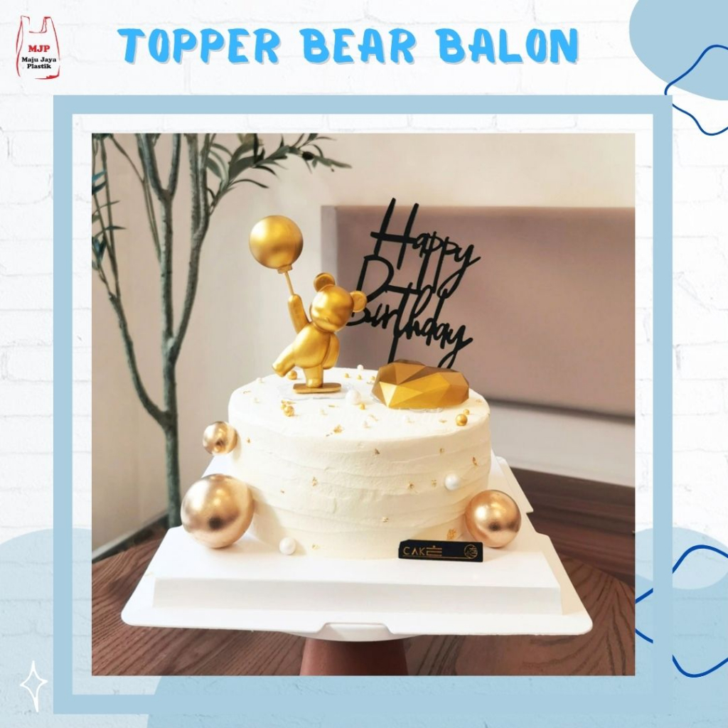 Topper Bear Baloon Beruang Hiasan Cake Kue Ultah Birthday Pesta Ulang Tahun Beruang Balon Bear Balon