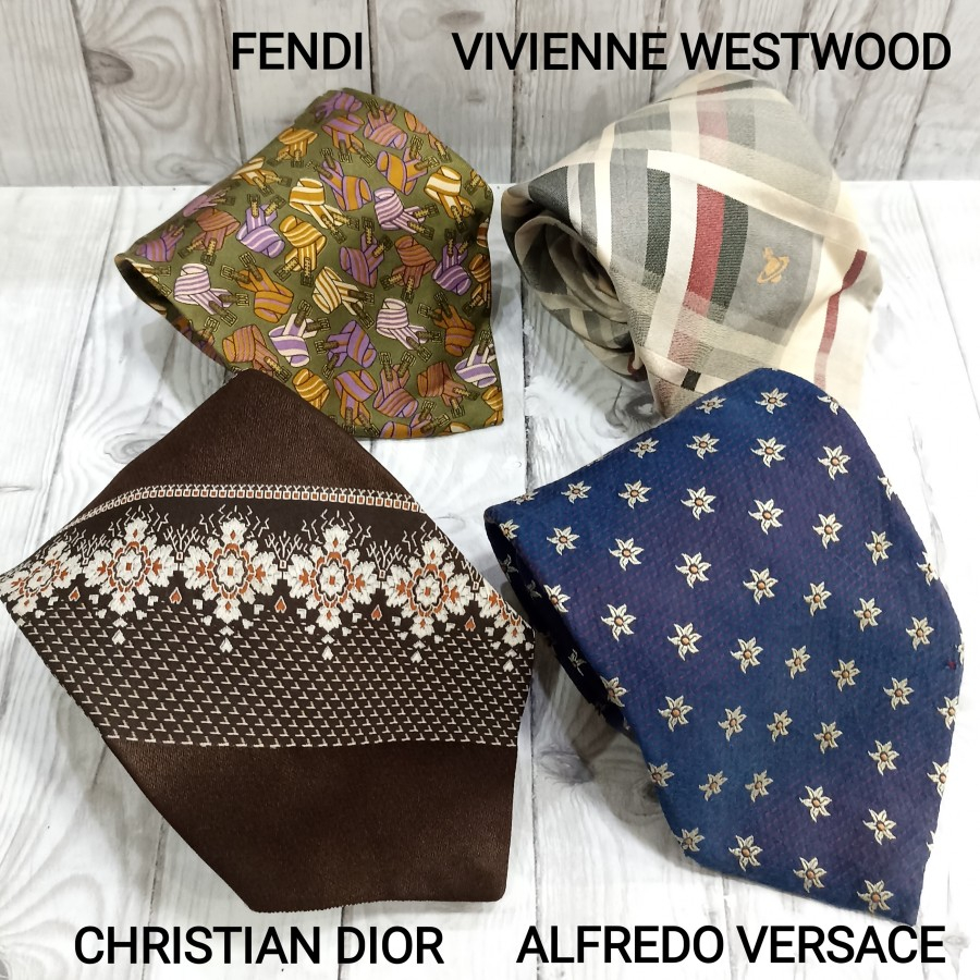 Dasi Christian Dior Tie Branded Luxury Sutra Italy Silk Pria Original Bekas Second Asli Murah Terbar