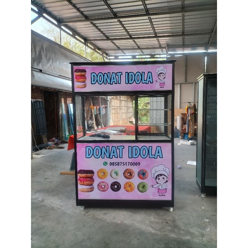 Gerobak alumunium / gerobak murah portabel/ booth Gerobak etalase / gerobak donat