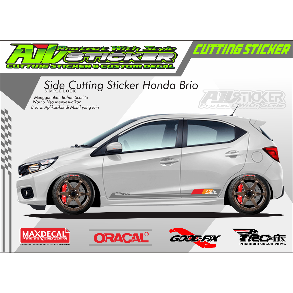 Side Cutting Sticker Simple Look Mobil Honda Brio