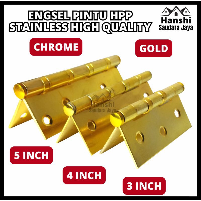 Engsel Pintu Bearing 3" 4" 5" inch / Engsel Pintu / Engsel Jendela HPP Chrome Gold