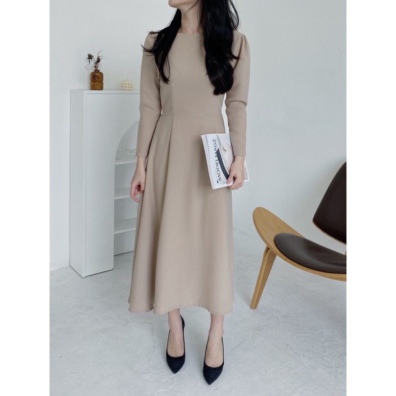 ye-rin saebom a-line dress midi korea nude