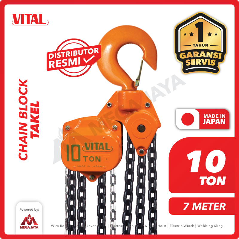 VITAL Chain Block / Takel 10 Ton x 7 Meter