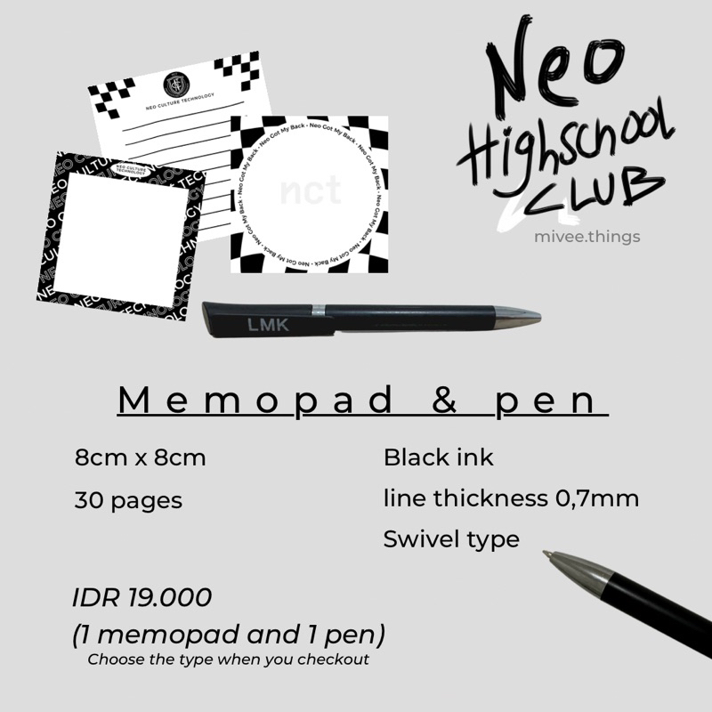

[Mivee.things] Bundling Pen+Memopad Neo Highschool Club (reject pen: Mohon baca Desc)
