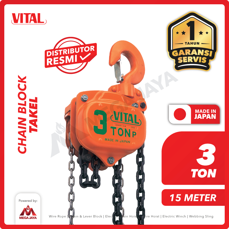 VITAL Chain Block / Takel 3 Ton x 15 Meter
