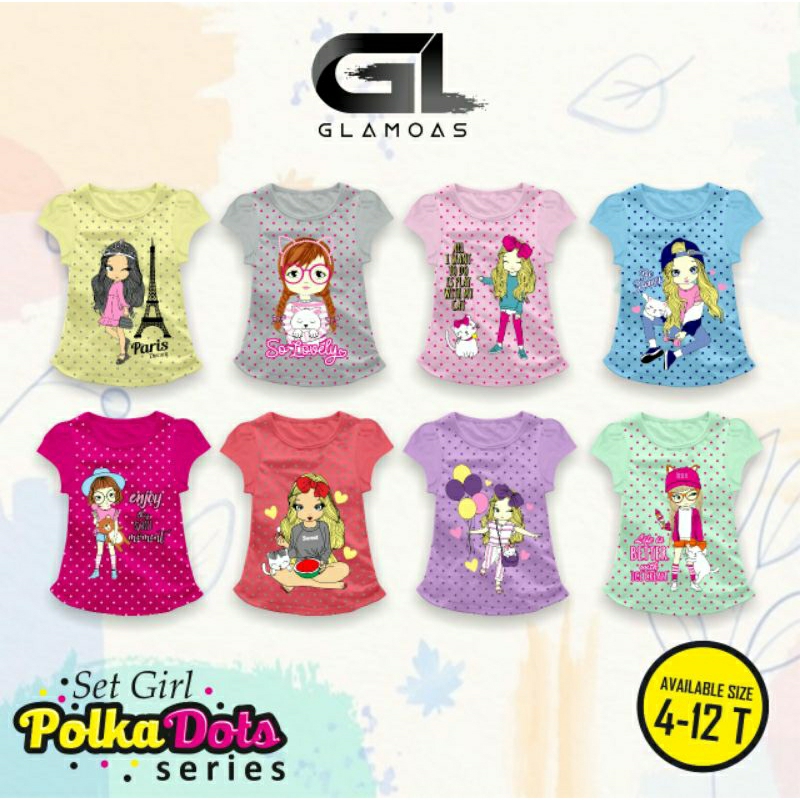 KAOS TANGAN PENDEK ANAK CEWEK GLAMOAS  USIA TANGGUNG