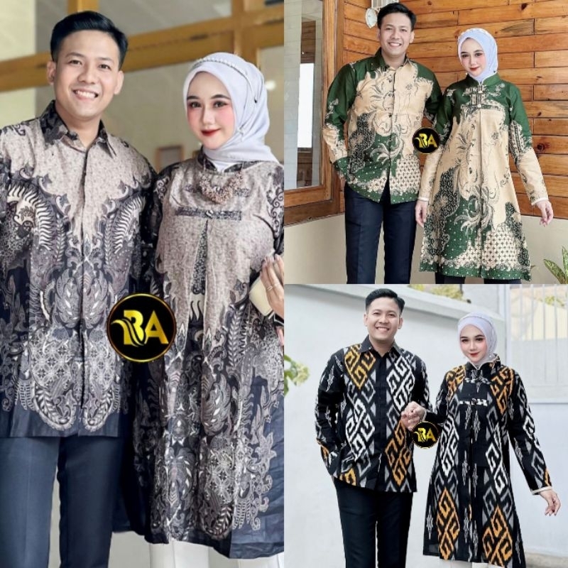 Batik Tunik Couple Modern Set Pakaian Couple Kemeja Batik Pria Premium Baju Batik Couple