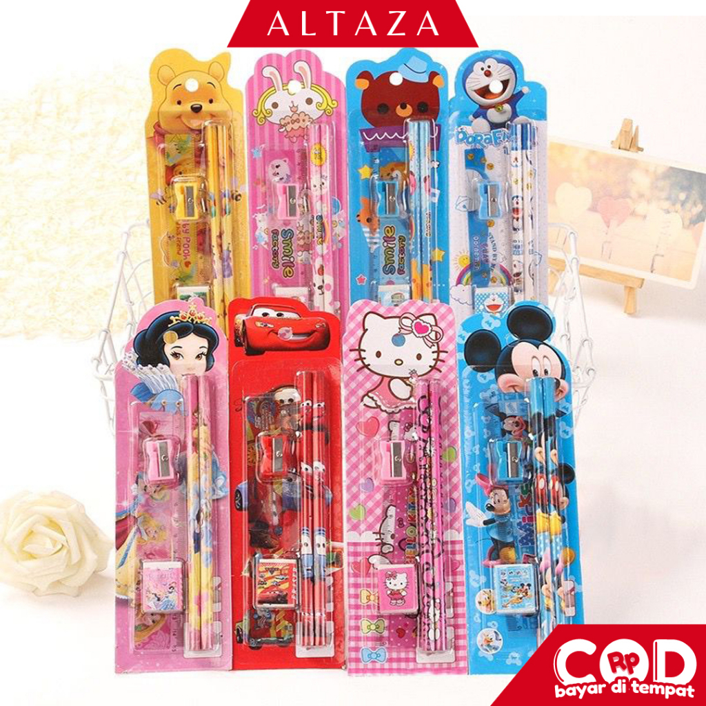 

ALTAZA COD SET ALAT TULIS SEKOLAH 5 in 1 KARAKTER LUCU / MINI STATIONERY STY01