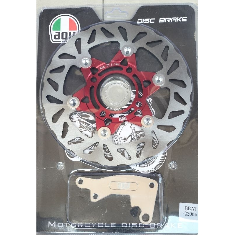 Piringan AGV Disc Cakram Depan 220mm Bulat Plus Bracket PNP Beat Scoopy Vario Spacy