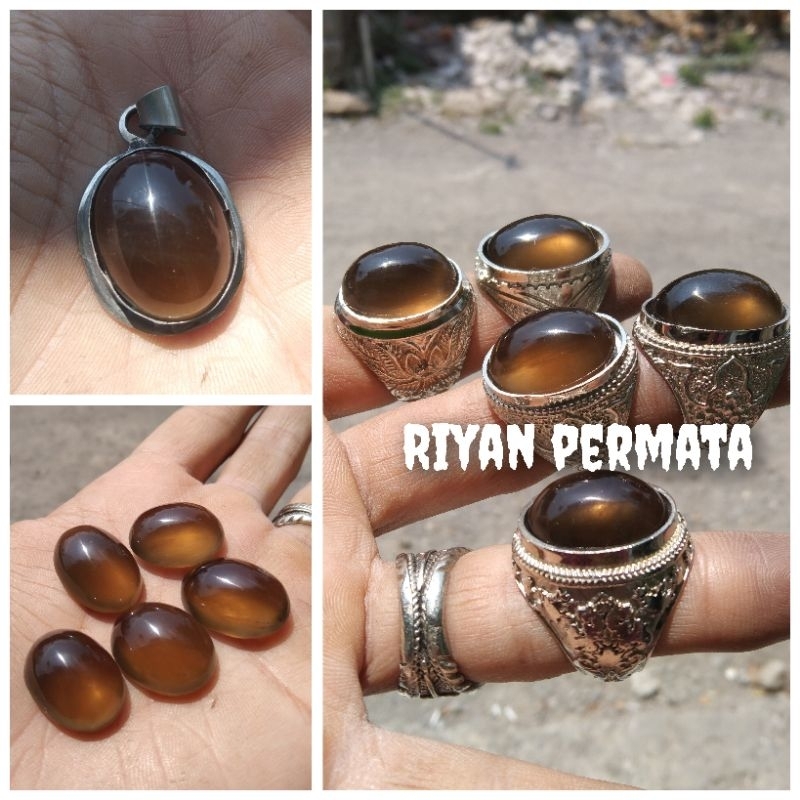 Cincin natural batu akik solar giwang asli/solar kopi