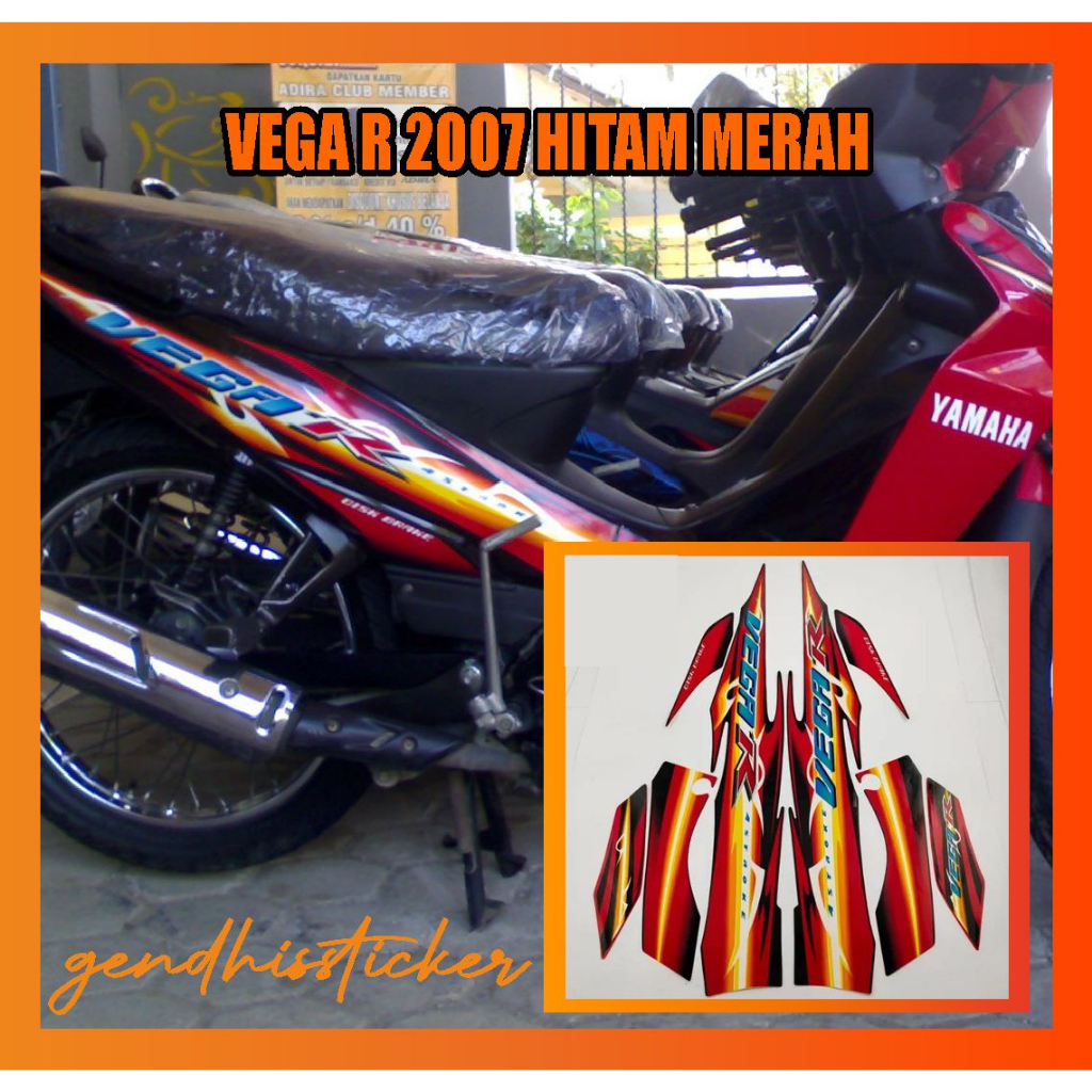 striping motor vega r 2007 hitam merah