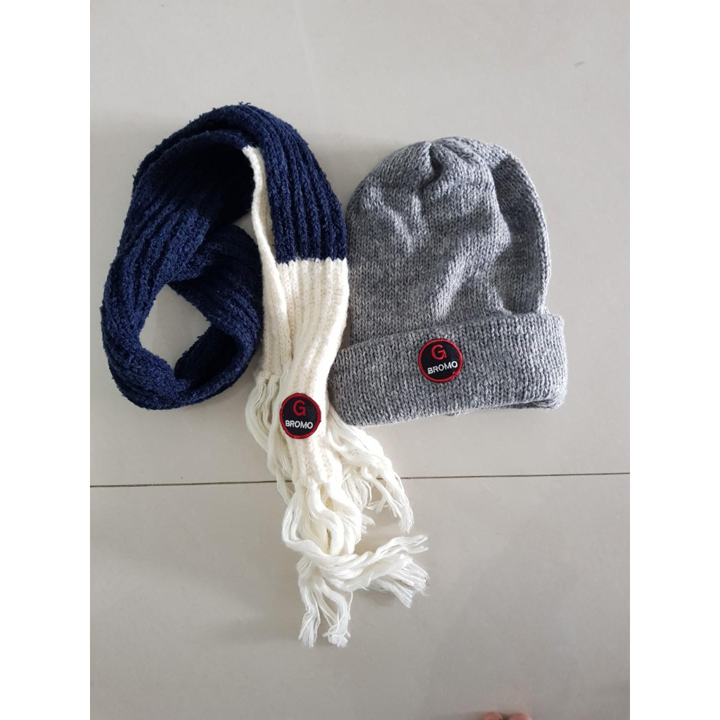 Set Kupluk dan Syal Bromo Satu paket Topi Rajut Dieng Tebal Hangat Musim Dingin Pria Wanita Murah