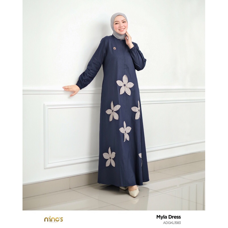 Gamis dress abaya tanpa karet Myla casual keren cantik simple simpel daily jalan premium butik brand